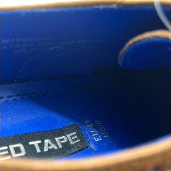 Red Tape Brown and White Oxford Shoes with Brogue Detailing - Picture 4 of 6